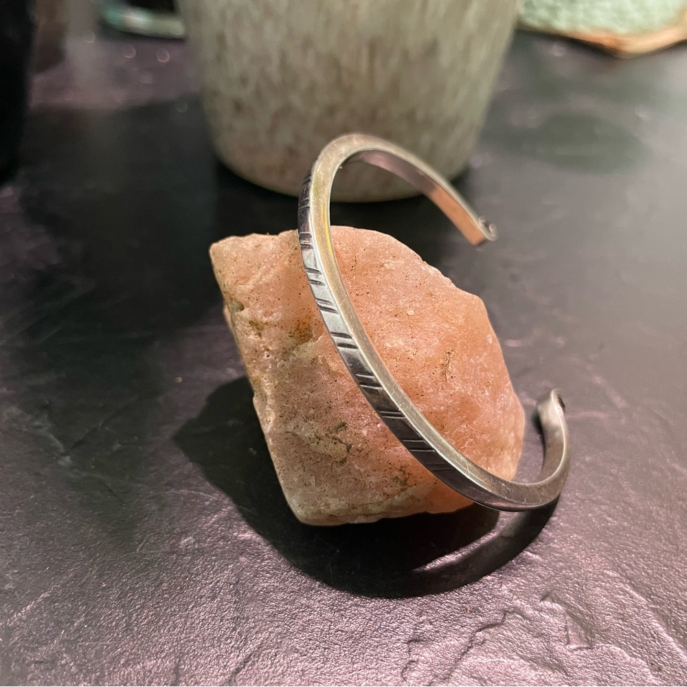 Taxco Silver-Tone Stamped Cuff Bracelet